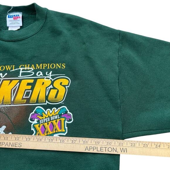VTG Green Bay Packers Sweatshirt Crewneck Size Large 90s Super Bowl XXXI Champs - Picture 3 of 6